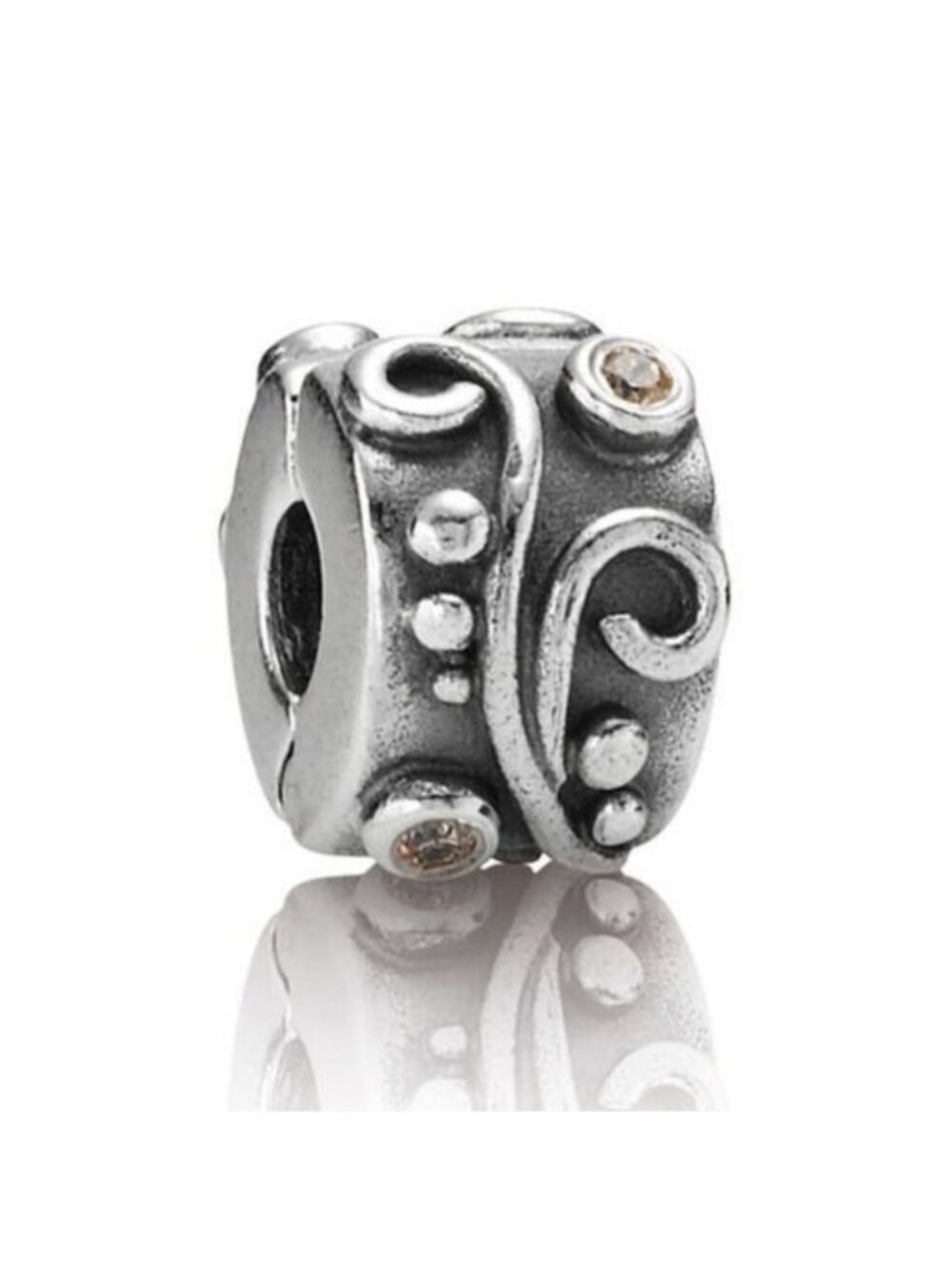 Pandora Retired Sterling Silver Tendril Clip with Champagne Zirconia - 790380CCZ